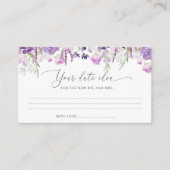 Lila florale Datumnachtideeën. Datum jar Informatiekaartje (Voorkant)