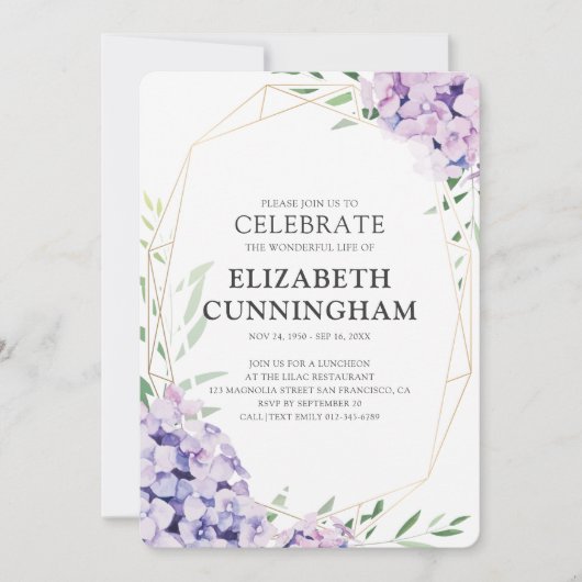 Lila Florale geometrische vierling van het leven Kaart (Voorkant)