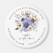 Lila Florals Wedding Keepslag sparen de Datum Magneet (Voorkant)