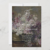 lila Florial Fine Art huwelijksuitnodiging Kaart (Voorkant)