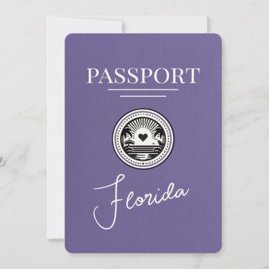 Lila Florida Passport Bewaar de datum Save The Date (Voorkant)