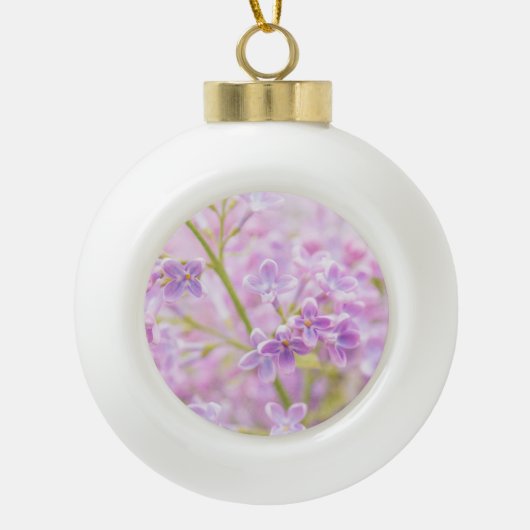 Lila Flowers Mist Keramische Bal Ornament (Voorkant)
