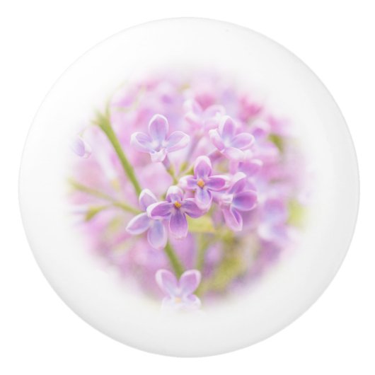 Lila Flowers Mist Keramische Knop (Voorkant)