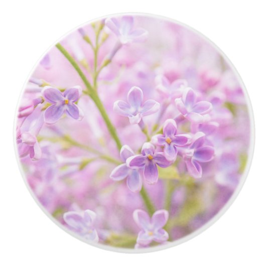 Lila Flowers Mist Keramische Knop (Voorkant)