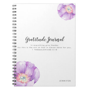 Lila Flowers Personalized Gratitude Journal Notitieboek