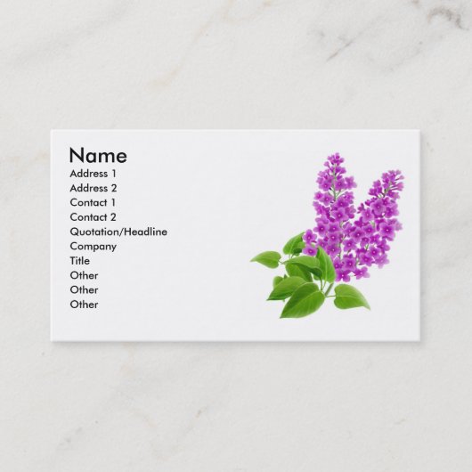 Lila Flowers Profile Card Visitekaartje (Voorkant)