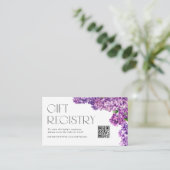 Lila Flowers QR Code Baby shower Register Informatiekaartje (Staand voorkant)