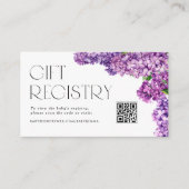 Lila Flowers QR Code Baby shower Register Informatiekaartje (Voorkant)