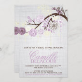 Lila Flowers Shabby Chic Bridal Shower Kaart (Voorkant / Achterkant)