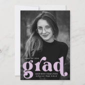 Lila foto-Afstuderen met gebold Typografie Aankondiging (Voorkant)