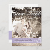  Lila foto De datum opslaan Aankondigingskaart (Voorkant / Achterkant)