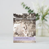  Lila foto De datum opslaan Aankondigingskaart (Staand voorkant)