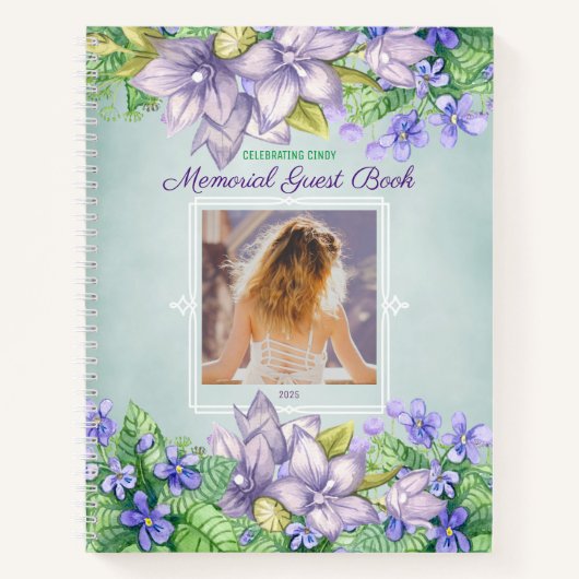 Lila foto van Spring Memorial Service Guest Book Notitieboek (Voorkant)