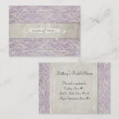 Lila Frans Regency Lace Etched Wedding Informatiekaartje (Voorkant / Achterkant)