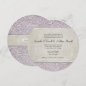 Lila  Frans Regency Lace Etched Wedding Kaart (Voorkant / Achterkant)