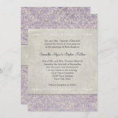 Lila Frans Regency Lace Etched Wedding Kaart (Voorkant / Achterkant)