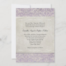 Lila  Frans Regency Lace Etched Wedding Kaart