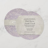 Lila Frans Regency Lace Etched Wedding Kaart (Voorkant / Achterkant)