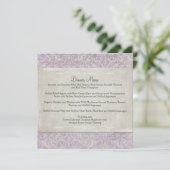 Lila  Frans Regency Lace Etched Wedding Menu (Staand voorkant)