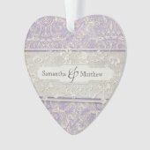 Lila  Frans Regency Lace Etched Wedding Ornament (voorkant)