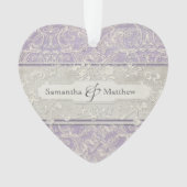 Lila  Frans Regency Lace Etched Wedding Ornament (voorkant)