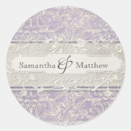 Lila  Frans Regency Lace Etched Wedding Ronde Sticker