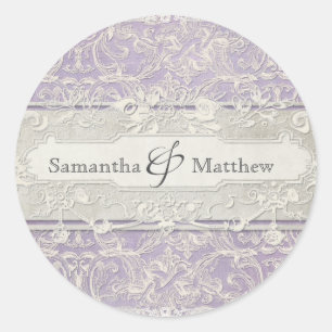 Lila  Frans Regency Lace Etched Wedding Ronde Sticker