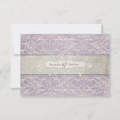 Lila  Frans Regency Lace Etched Wedding RSVP Kaartje (Achterkant)