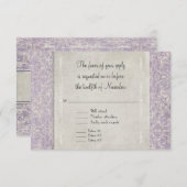 Lila  Frans Regency Lace Etched Wedding RSVP Kaartje (Voorkant / Achterkant)
