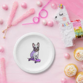 Lila Franse Bulldog 3 Papieren Bordje (Feest)