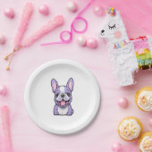 Lila Franse Bulldog 8 Papieren Bordje (Feest)