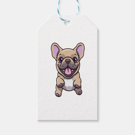 Lila Franse Bulldog 9 Cadeaulabel (Voorkant)