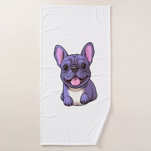 Lila Franse Bulldog Badhanddoek (Badhanddoek)
