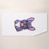 Lila Franse Bulldog Badhanddoek (Badhanddoek)