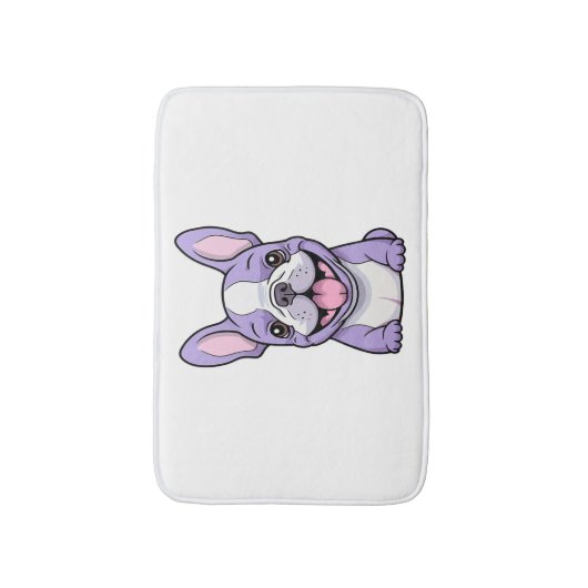 Lila Franse Bulldog Badmat (Voorkant Verticaal)