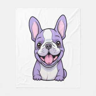 Lila Franse Bulldog Fleece Deken