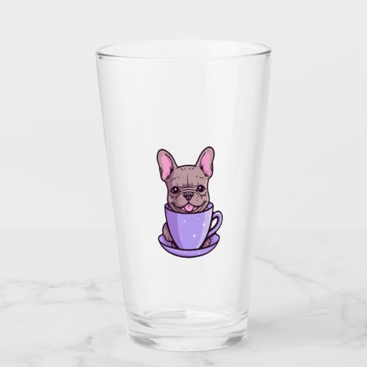 Lila Franse Bulldog Glas (Voorkant)