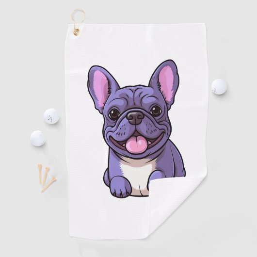 Lila Franse Bulldog Golfhanddoek (Insitu)