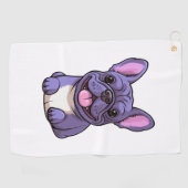Lila Franse Bulldog Golfhanddoek (Horizontaal)
