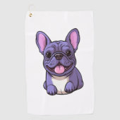 Lila Franse Bulldog Golfhanddoek (Voorkant)