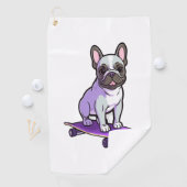 Lila Franse Bulldog Golfhanddoek (Insitu)