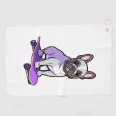 Lila Franse Bulldog Golfhanddoek (Horizontaal)