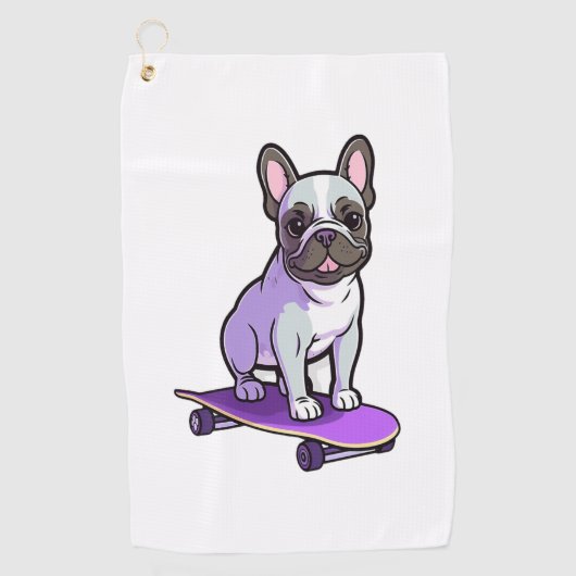 Lila Franse Bulldog Golfhanddoek (Voorkant)