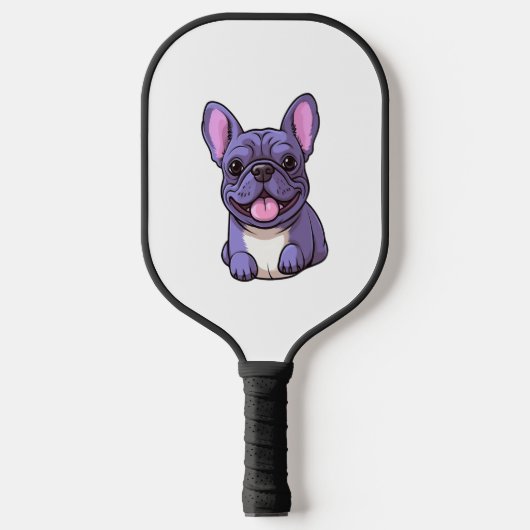Lila Franse Bulldog Pickleball Paddle (Voorkant)