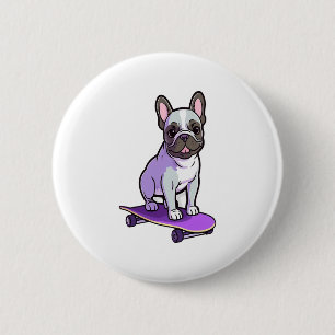 Lila Franse Bulldog Ronde Button 5,7 Cm