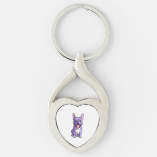 Lila Franse Bulldog Sleutelhanger