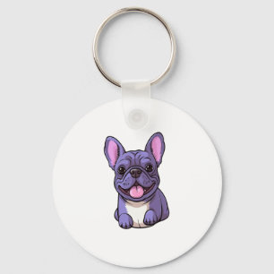 Lila Franse Bulldog Sleutelhanger