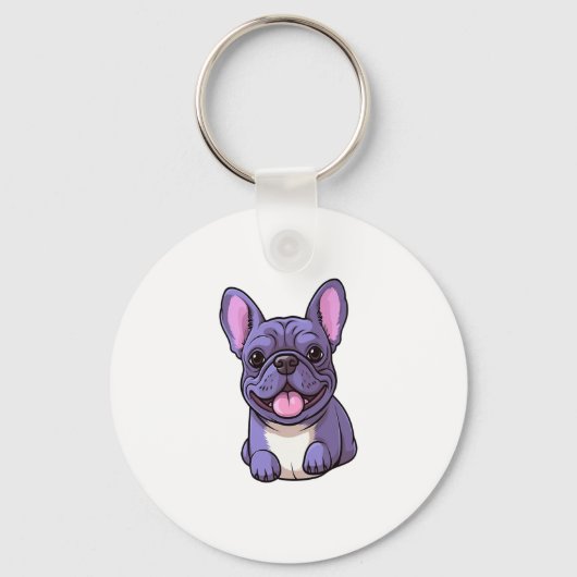 Lila Franse Bulldog Sleutelhanger (Voorkant)