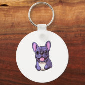Lila Franse Bulldog Sleutelhanger (Voorkant)