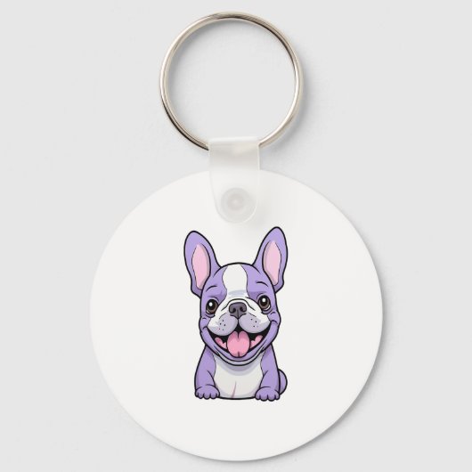 Lila Franse Bulldog Sleutelhanger (Voorkant)